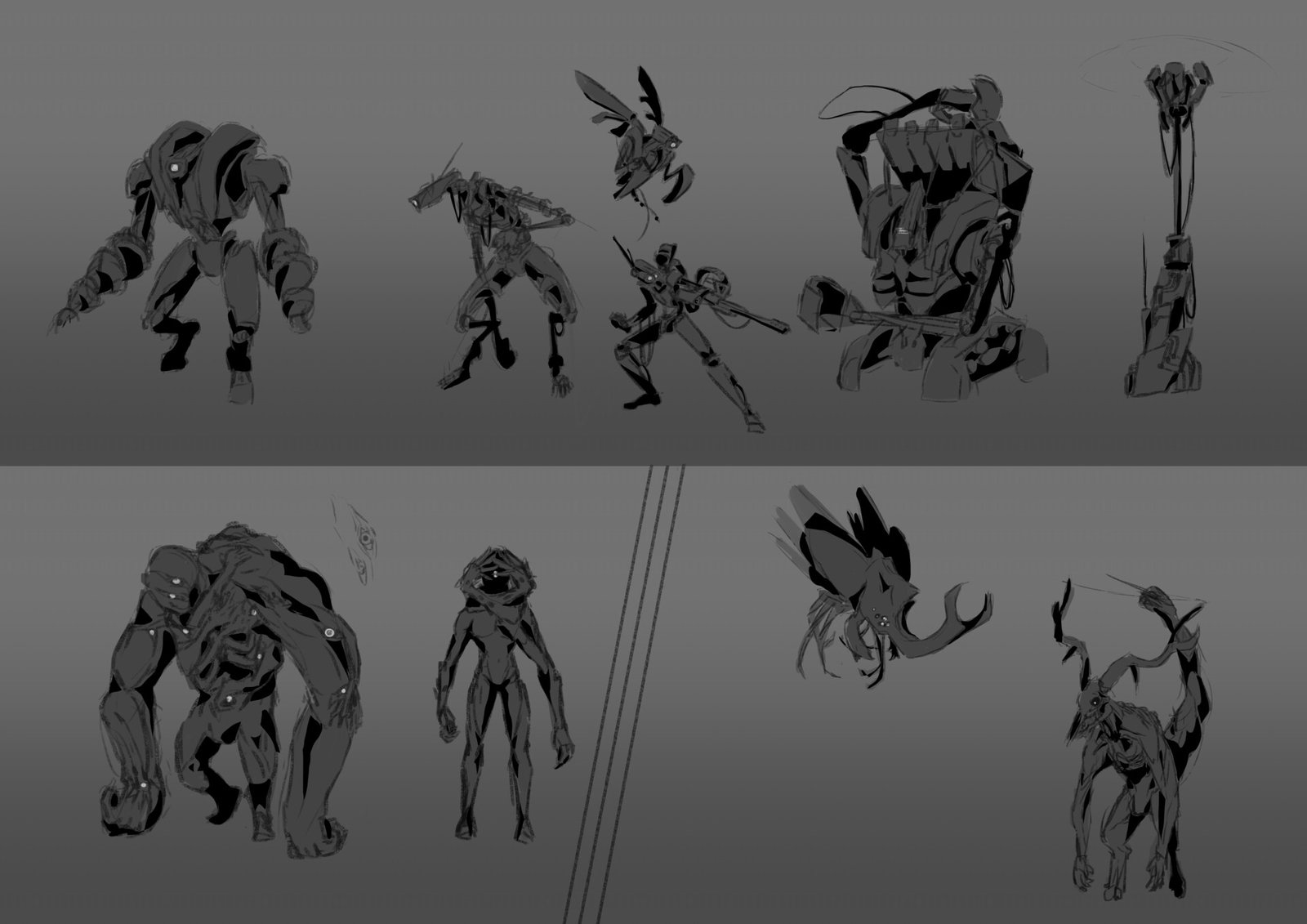 Initial broad exploration of enemy types for my 1st internship with Gatling Gecko Studios.